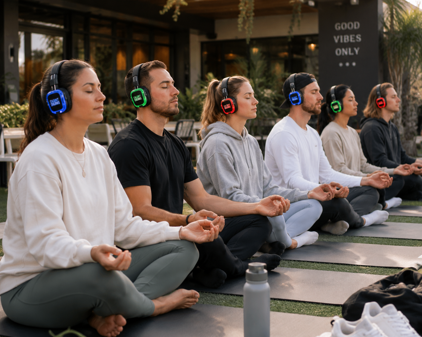 A group sharing a calm guided meditation experience